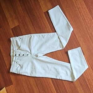 Madewell 9" Mid-Rise Skinny Cropped Raw Hem White Denim Button-fly Jeans 27 NWOT